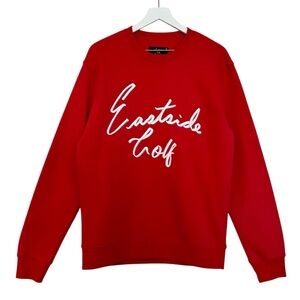 Eastside Golf Core Fleece Crewneck Script Logo Sweatshirt Red Size Medium